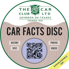 Load image into Gallery viewer, MG Car Club - Car Facts Disc