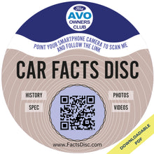 Load image into Gallery viewer, Ford AVO Owners Club - Car Facts Disc
